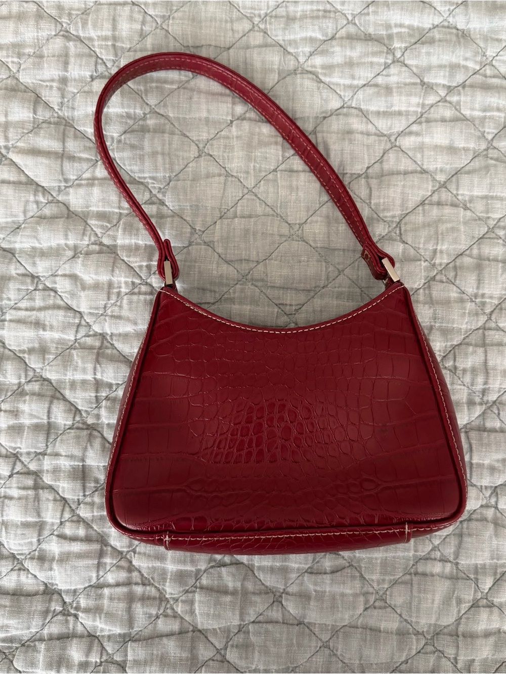 Red Croc-Embossed Mini Shoulder Bag - Picture 4 of 6